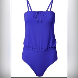 Women 18 Venus Cobalt Blue Bandeau Blouson One Piece Full Coverage bathing suit